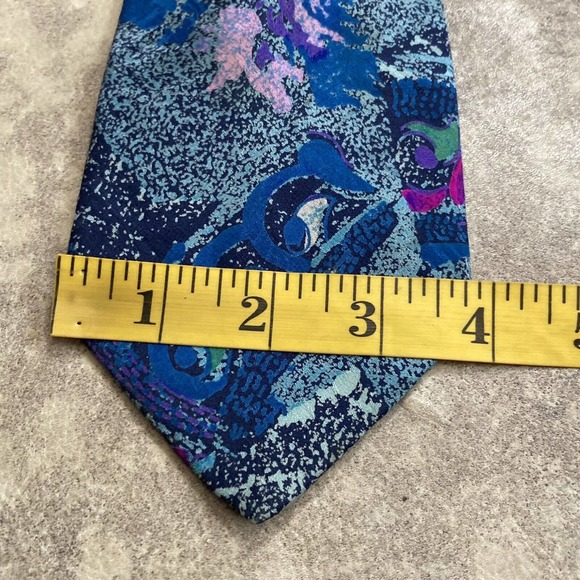 Santostefano Silk Necktie Mens blue Geometric Abstract Made In Italy - Picture 2 of 6